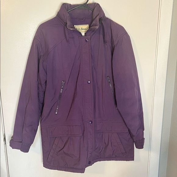 Vintage L.L. Bean Purple Winter Jacket with Retractable Hood - Picture 1 of 9